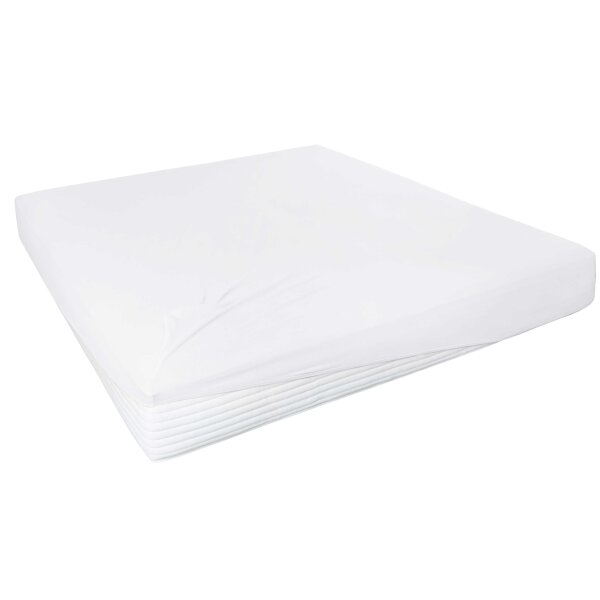 HAHN Spannbettlaken für Boxpspringmatratzen weißes Feinjersey – ca. 190 x 200 cm