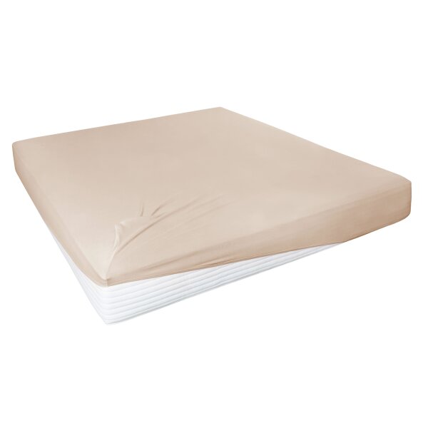 HAHN Spannbettlaken für Boxspringbetten dünenfarbenes Feinjersey – ca. 190 x 200 cm