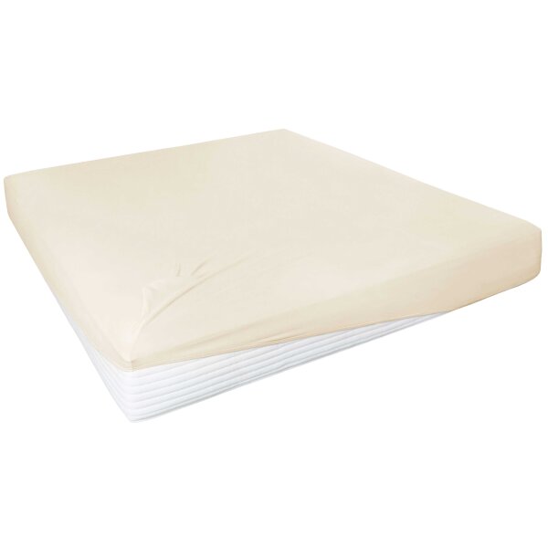 HAHN Spannbettlaken für Boxspringmatratzen ecrufarbenes Feinjersey – ca. 190 x 200 cm