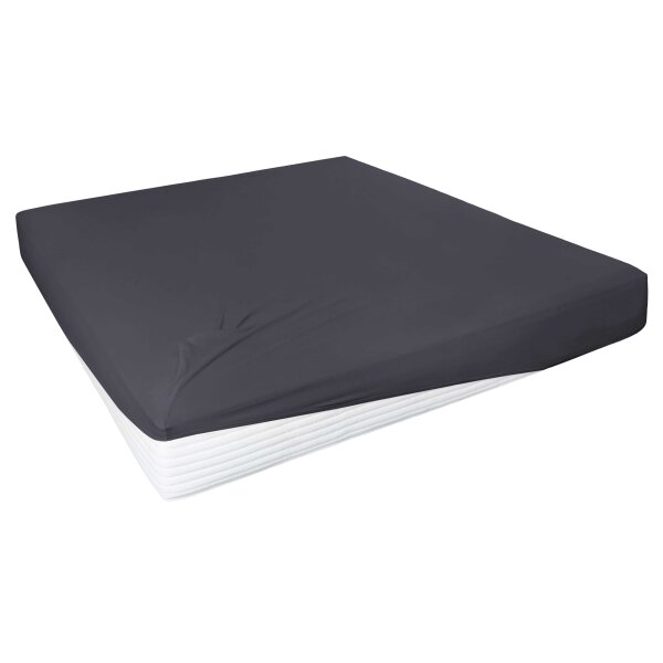 HAHN Spannbettlaken für Boxspringmatratzen anthrazitfarbenes Feinjersey – ca. 190 x 200 cm