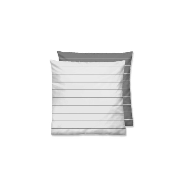 biberna® Mako-Satin Kissenbezug Streifen Mix & Match sturm- und hellgraue Streifen – ca. 40 x 40 cm