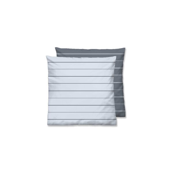 biberna® Mako-Satin Kissenbezug Streifen Mix & Match rauch- & graublaue Streifen – ca. 80 x 80 cm