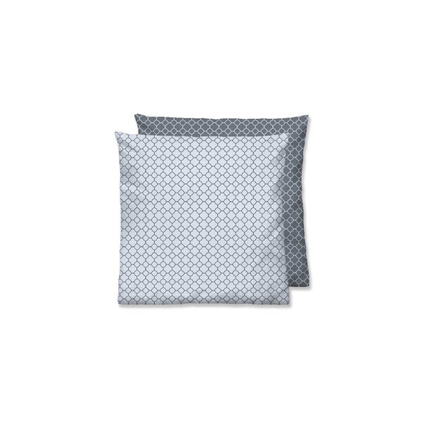 biberna® Mako-Satin Kissenbezug Grafik Mix & Match rauch- & graublaues Grafikmuster – ca. 80 x 80 cm