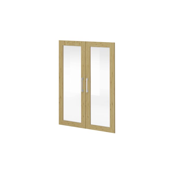 Büroprogramm Big Profi Office - 2er-Set Türen Asteiche & Glas - zwei Türen, ca. 77 x 104 cm