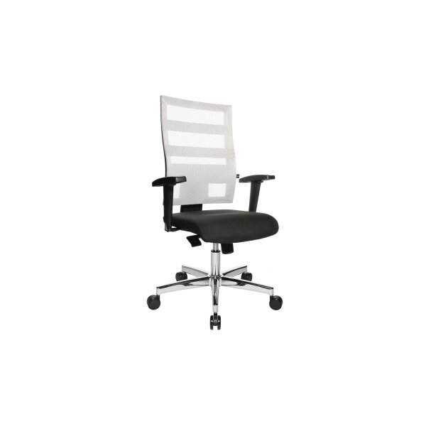 Drehstuhl OrthoSedis 50 als Sitzmöbel fürs Büro weißer Netzbezug TT203 & poliertes Aluminium-Fußkreuz