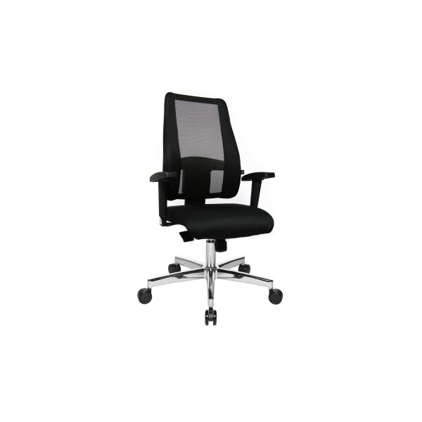 Komfortdrehstuhl OrthoSedis 60 - Chefsessel schwarzer Bezug TT200 & poliertes Aluminium-Drehkreuz