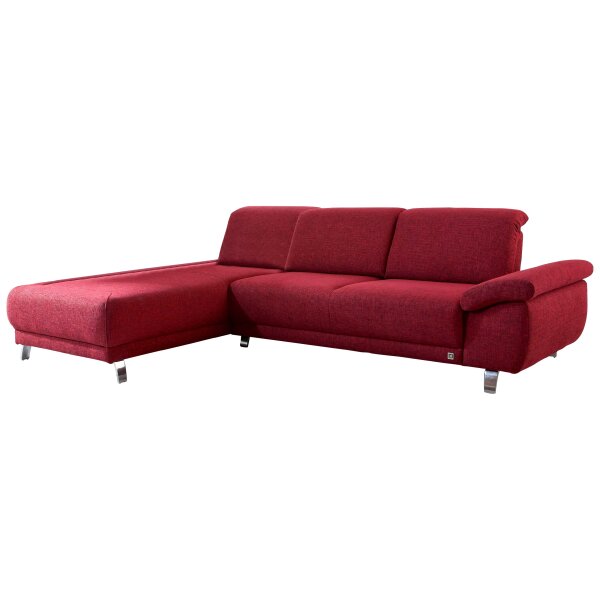 Eckcouch Tiamo für moderne Wohnlandschaften rubinroter Bezug Natura & Metallfüße 428 - Stellfläche ca. 205 x 275 cm