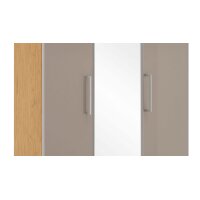 VOSS MÖBEL Garderobenschrank Santina als Dielenmöbel Eiche Bianco & taupefarbenes Glas – drei Türen