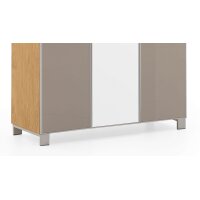 VOSS MÖBEL Garderobenschrank Santina als Dielenmöbel Eiche Bianco & taupefarbenes Glas – drei Türen