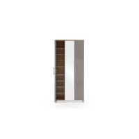 VOSS MÖBEL Garderobenschrank Santina als Dielenmöbel Eiche Bianco & taupefarbenes Glas – drei Türen