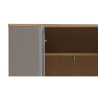 VOSS MÖBEL Garderobenschrank Santina als Dielenmöbel Eiche Bianco & taupefarbenes Glas – drei Türen