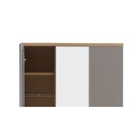 VOSS MÖBEL Garderobenschrank Santina als Dielenmöbel Eiche Bianco & taupefarbenes Glas – drei Türen