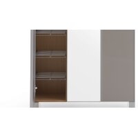 VOSS MÖBEL Garderobenschrank Santina als Dielenmöbel Eiche Bianco & taupefarbenes Glas – drei Türen