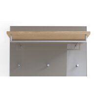VOSS MÖBEL Wandgarderobe Santina taupefarbenes Glas, Eiche & Metall – ca. 80 x 109 cm