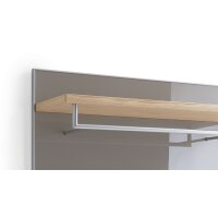 VOSS MÖBEL Wandgarderobe Santina taupefarbenes Glas, Eiche & Metall – ca. 80 x 109 cm