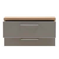VOSS MÖBEL Schuhschrank Santina als Dielenmöbel Eiche Bianco & taupefarbenes Glas – eine Schublade, zwei Klappen