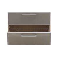 VOSS MÖBEL Schuhschrank Santina als Dielenmöbel Eiche Bianco & taupefarbenes Glas – eine Schublade, zwei Klappen