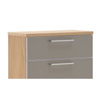 VOSS MÖBEL Schuhschrank Santina als Dielenmöbel Eiche Bianco & taupefarbenes Glas – eine Schublade, zwei Klappen