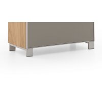 VOSS MÖBEL Schuhschrank Santina als Dielenmöbel Eiche Bianco & taupefarbenes Glas – eine Schublade, zwei Klappen