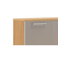 VOSS MÖBEL Schuhkommode Santina bzw. Schuhschrank Eiche Bianco & taupefarbenes Glas – drei Türen