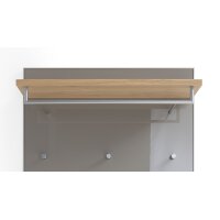 VOSS MÖBEL Wandgarderobe Santina als praktisches Dielenmöbel taupefarbenes Glas, Metall & Eichefurnier – ca. 80 x 170 cm