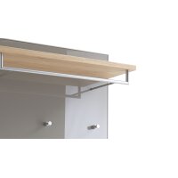 VOSS MÖBEL Wandgarderobe Santina als praktisches Dielenmöbel taupefarbenes Glas, Metall & Eichefurnier – ca. 80 x 170 cm