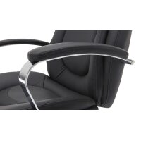 Chefsessel Mattes XXL als ergonomischer Bürostuhl anthrazitfarbenes Kunstleder & chromfarbenes Drehkreuz