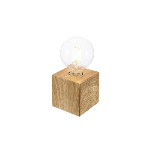 GLOBO Tischlampe Leonie bzw. Tischleuchte eichefarbenes Metall & Klarglas – ca. 10 x 10 cm