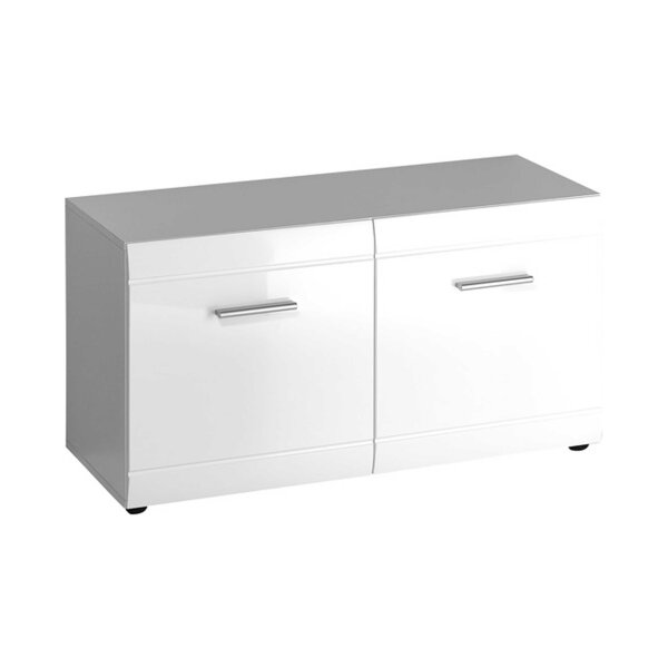 Garderobenbank Adana als Dielenmöbel weiße Hochglanzfronten & Kunststoffoberflächen - Breite ca. 96 cm