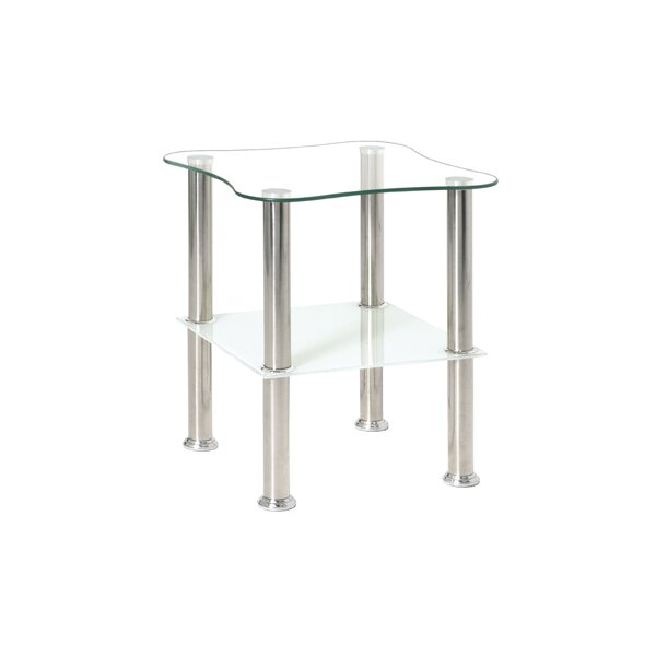 Beistelltisch - Glastisch Glasplatten & Edelstahl – ca. 40 x 40 cm