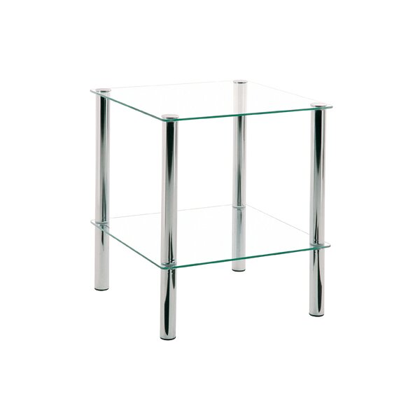 Beistelltisch als praktisches Kleinmöbel Klarglas & Chrom – ca. 39 x 39 cm