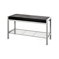 Garderobenbank als Flurmöbel schwarzes Kunstleder & Aluminium