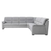 Modulmaster MM-PP1009 - Ecksofa mit Federkern graue Mikrofaser Holiday & schwarze Holzfüße – Stellfläche ca. 303 x 245 cm