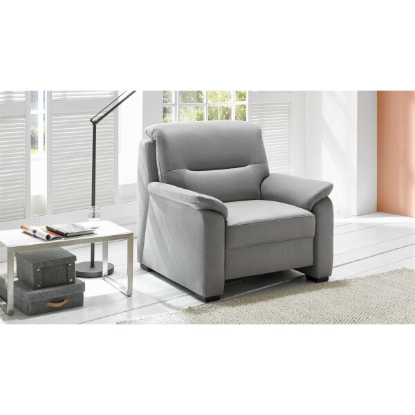Modulmaster MM-PP1009 - Polstersessel mit Bonnellfederkern graue Mikrofaser Holiday & schwarze Holzfüße
