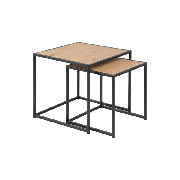 Beistelltisch-Set Seaford im Industrielook bzw. Beistelltische Wildeiche & Schwarz – zweiteilig