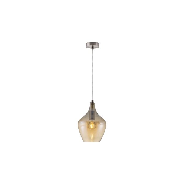 GLOBO Hängelampe Paso amberfarbenes Glas & Nickel – Durchmesser ca. 22 cm