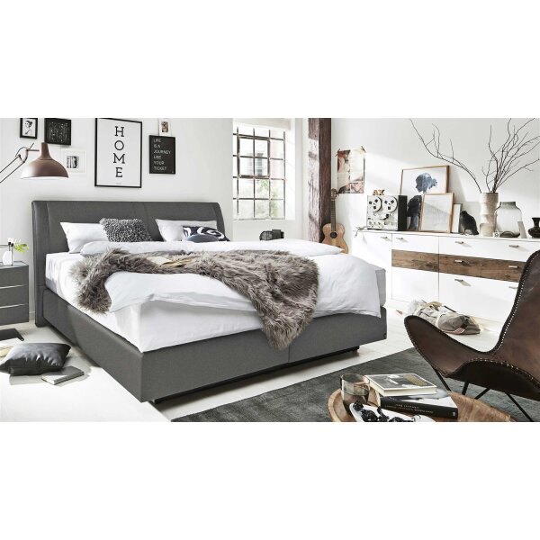 Interliving Boxspringbett Serie 1401 graues Flachgewebe Neo 485400 – Liegefläche ca. 180 x 200 cm