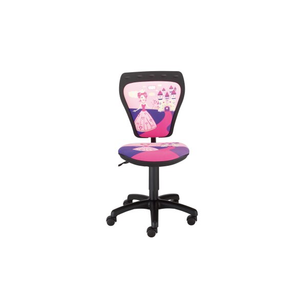 Kinder-Drehstuhl Ministyle pinker Motivbezug Cartoon Fox Princess & schwarzes Drehkreuz