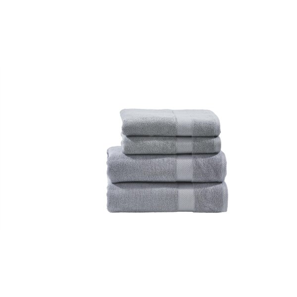 done.® Handtuch-Set Deluxe silberfarbene Baumwolle – vierteilig