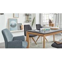 Interliving Esszimmer Serie 5102 – Polsterstuhl mit Drehfunktion graphitfarbener Bezug Tirol 480 & Wildeiche