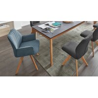 Interliving Esszimmer Serie 5102 – Armlehn-Polsterstuhl mit Drehfunktion aquafarbener Bezug Tirol 484 & Wildeiche, Drehfunktion