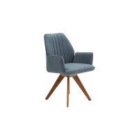 Interliving Esszimmer Serie 5102 – Armlehn-Polsterstuhl mit Drehfunktion aquafarbener Bezug Tirol 484 & Wildeiche, Drehfunktion