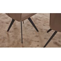 Interliving Esszimmer Serie 5102 – Polsterstuhl sandfarbene Mikrofaser Atlantis 914 & schwarzes Eisen
