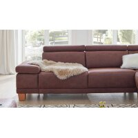 Interliving Sofa Serie 4252 – Ecksofa schokofarbener Stoffbezug Büffel & Buchenholzfüße – Stellfläche ca. 275 x 220 cm