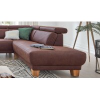 Interliving Sofa Serie 4252 – Ecksofa schokofarbener Stoffbezug Büffel & Buchenholzfüße – Stellfläche ca. 275 x 220 cm