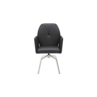Interliving Esszimmer Serie 5104 – Armlehnstuhl schwarzes Leder Raven & Edelstahlgestell