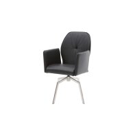 Interliving Esszimmer Serie 5104 – Armlehnstuhl schwarzes Leder Raven & Edelstahlgestell