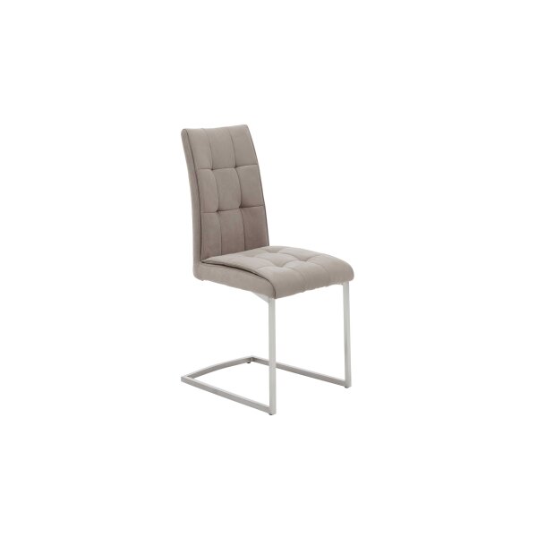 Interliving Esszimmer Serie 5104 – Schwingstuhl graue Mikrofaser Dove & Edelstahlgestell