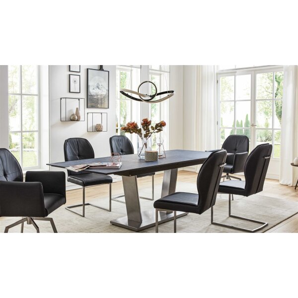 Interliving Esszimmer Serie 5104 – Auszugtisch terrafarbene Tischplatte & Edelstahlgestell – ca. 180-240 x 100 cm