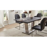 Interliving Esszimmer Serie 5104 – Auszugtisch terrafarbene Tischplatte & Edelstahlgestell – ca. 180-240 x 100 cm
